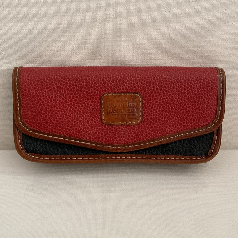Carolina Herrera Pebbled Leather Glasses Case